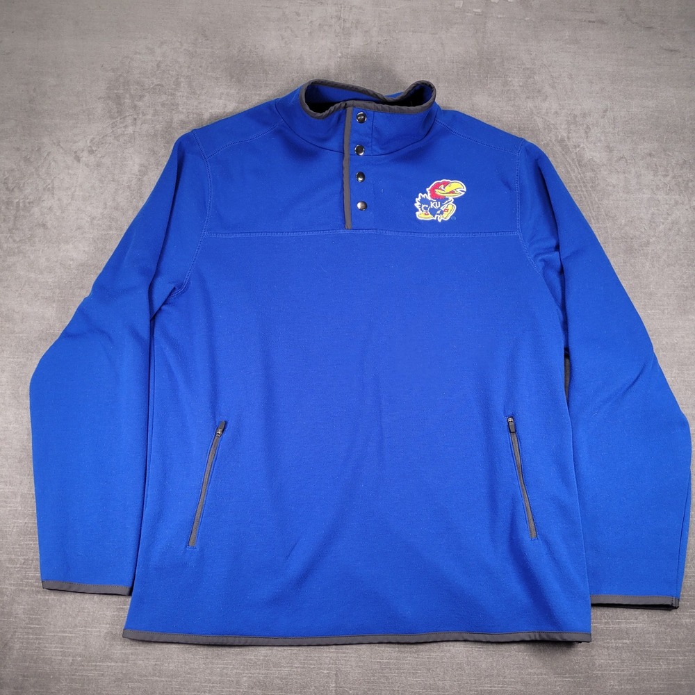 Colosseum Kansas Jayhawks Pullover Sweatshirt Quarter Snap XL